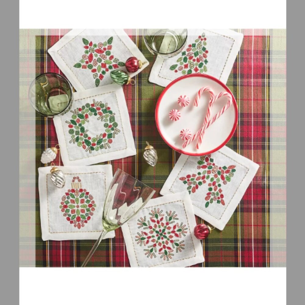KIM SEYBERT Holiday Nostalgia Cocktail Napkins, Set of 6
